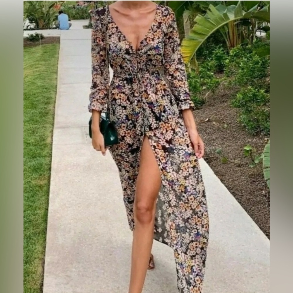 ZARA- TRAFALUC - Boho Chic Floral Maxi Dress